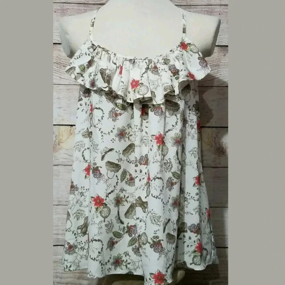 Sis Sis Womens' Ruffle Racerback Blouse Top  - Picture 1 of 6